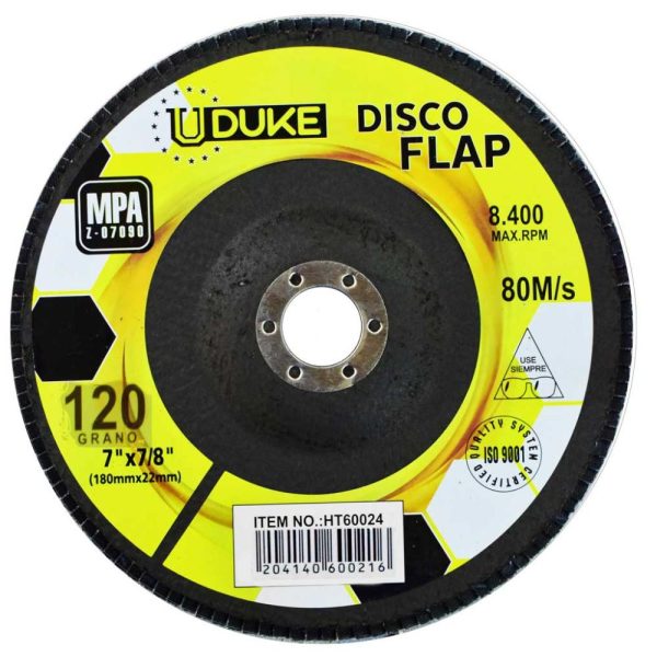 DISCO FLAP UDUKE 7″ GRANO 120 (180MM X 22MM) (HT60025)