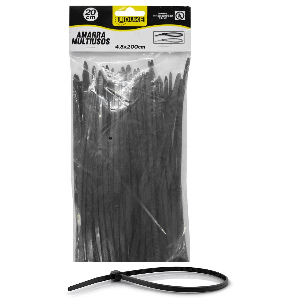 AMARRA PLASTICA UDUKE NEGRA 4.8X200MM (20 CM) (100 UNDS)